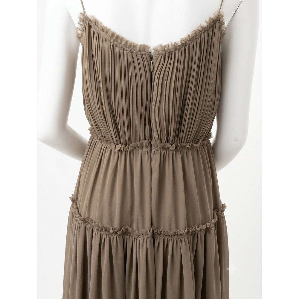 Banana Republic Pleated Open Back Tiered Midi Dress Olive Green Size 20 - Picture 6 of 10